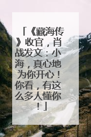 《藏海传》收官，肖战发文：小海，真心地为你开心！你看，有这么多人懂你！