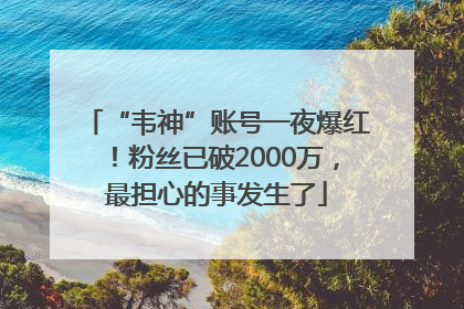 “韦神”账号一夜爆红！粉丝已破2000万，最担心的事发生了