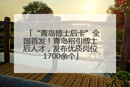 “青岛博士后卡”全国首发！青岛招引博士后人才，发布优质岗位1700余个