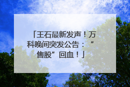 王石最新发声！万科晚间突发公告：“售股”回血！