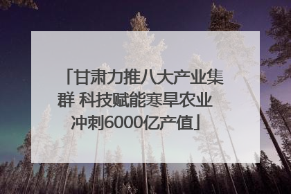 甘肃力推八大产业集群 科技赋能寒旱农业冲刺6000亿产值