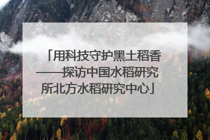 用科技守护黑土稻香——探访中国水稻研究所北方水稻研究中心