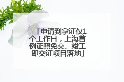 申请到拿证仅1个工作日，上海首例证照免交、竣工即交证项目落地