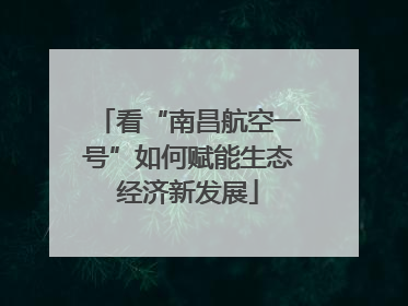 看“南昌航空一号”如何赋能生态经济新发展