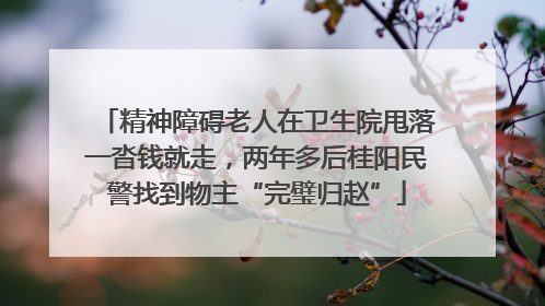 精神障碍老人在卫生院甩落一沓钱就走，两年多后桂阳民警找到物主“完璧归赵”