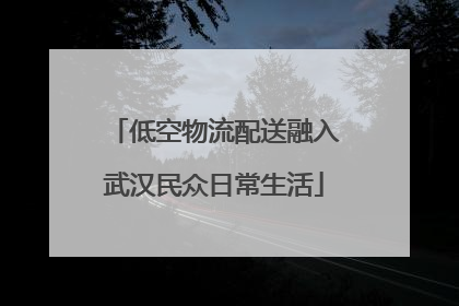 低空物流配送融入武汉民众日常生活