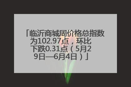 临沂商城周价格总指数为102.97点，环比下跌0.31点（5月29日—6月4日）