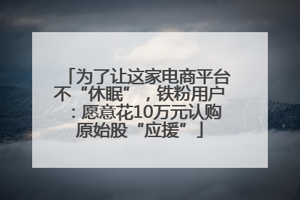 为了让这家电商平台不“休眠”，铁粉用户：愿意花10万元认购原始股“应援”