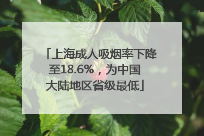 上海成人吸烟率下降至18.6%，为中国大陆地区省级最低