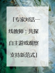 专家对话一线教师：共探自主游戏观察支持新范式