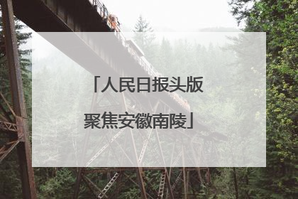 人民日报头版聚焦安徽南陵