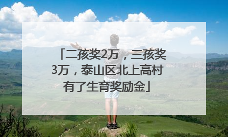 二孩奖2万，三孩奖3万，泰山区北上高村有了生育奖励金