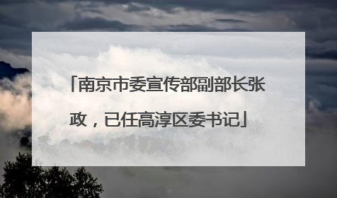 南京市委宣传部副部长张政，已任高淳区委书记