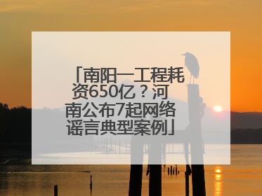 南阳一工程耗资650亿？河南公布7起网络谣言典型案例