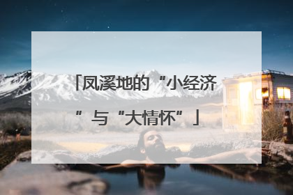 凤溪地的“小经济”与“大情怀”