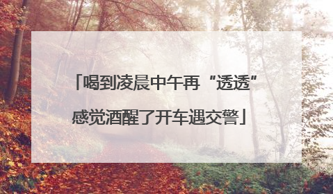 喝到凌晨中午再“透透” 感觉酒醒了开车遇交警