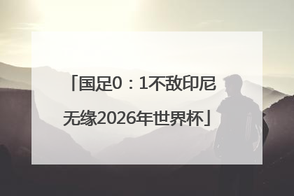 国足0：1不敌印尼 无缘2026年世界杯