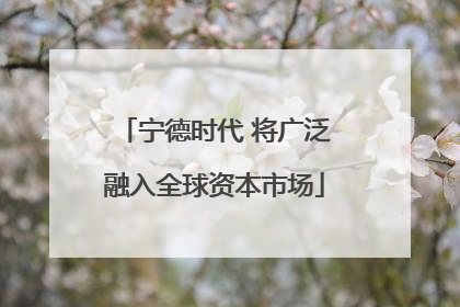 宁德时代 将广泛融入全球资本市场