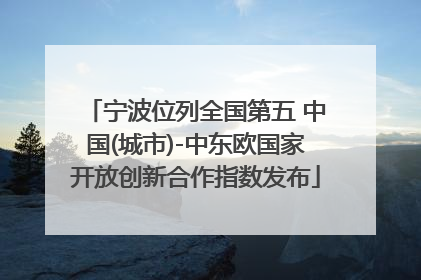 宁波位列全国第五 中国(城市)-中东欧国家开放创新合作指数发布