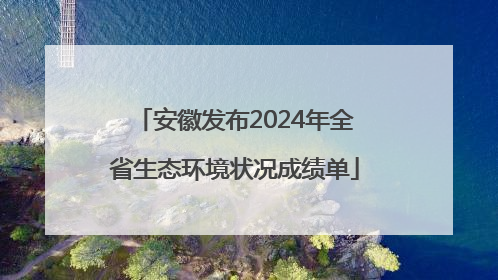 安徽发布2024年全省生态环境状况成绩单
