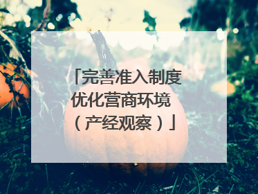 完善准入制度 优化营商环境（产经观察）