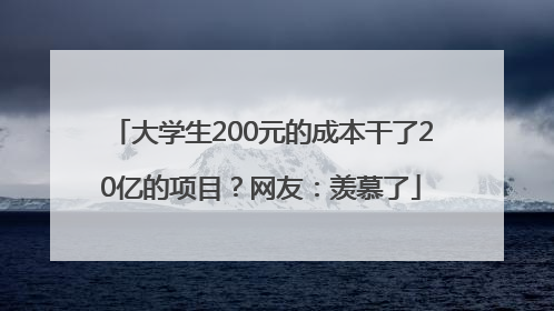 大学生200元的成本干了20亿的项目？网友：羡慕了