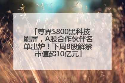 尊界S800黑科技刷屏，A股合作伙伴名单出炉！下周8股解禁市值超10亿元