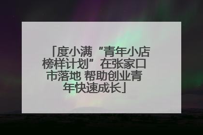度小满“青年小店榜样计划”在张家口市落地 帮助创业青年快速成长