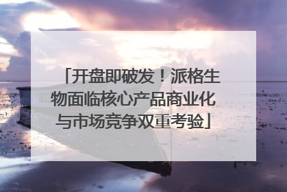 开盘即破发！派格生物面临核心产品商业化与市场竞争双重考验