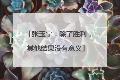 张玉宁：除了胜利，其他结果没有意义