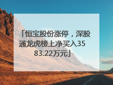 恒宝股份涨停，深股通龙虎榜上净买入3583.22万元