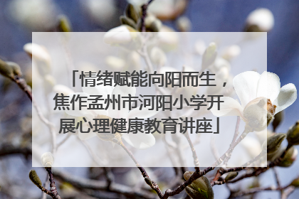 情绪赋能向阳而生，焦作孟州市河阳小学开展心理健康教育讲座