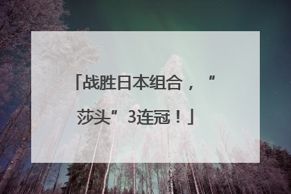 战胜日本组合，“莎头”3连冠！