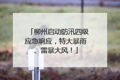 柳州启动防汛四级应急响应，特大暴雨、雷暴大风！