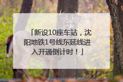 新设10座车站，沈阳地铁1号线东延线进入开通倒计时！
