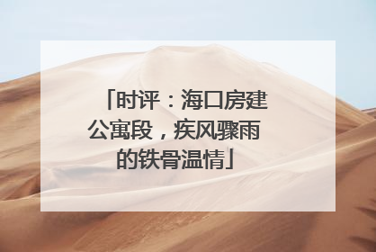 时评：海口房建公寓段，疾风骤雨的铁骨温情