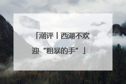 潮评丨西湖不欢迎“粗暴的手”