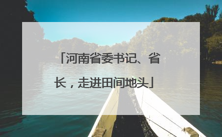 河南省委书记、省长，走进田间地头