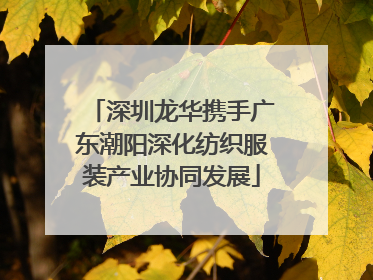 深圳龙华携手广东潮阳深化纺织服装产业协同发展