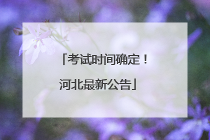 考试时间确定！河北最新公告