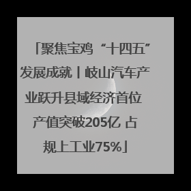 聚焦宝鸡“十四五”发展成就丨岐山汽车产业跃升县域经济首位 产值突破205亿 占规上工业75%