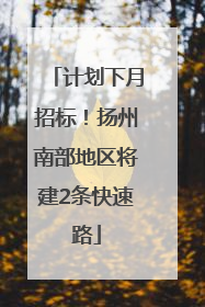 计划下月招标！扬州南部地区将建2条快速路