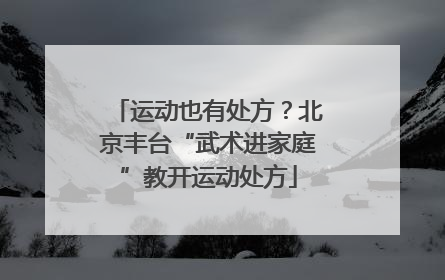 运动也有处方？北京丰台“武术进家庭”教开运动处方