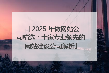 2025 年做网站公司精选：十家专业领先的网站建设公司解析